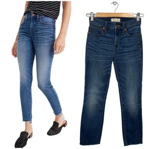 Madewell 9" High-Rise Skinny Crop Destructed Hem Edition Denim Jeans Blue 24